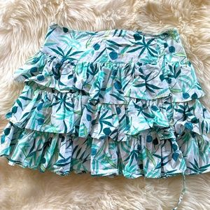 Venezia Green Floral Pattern Cotton Skirt